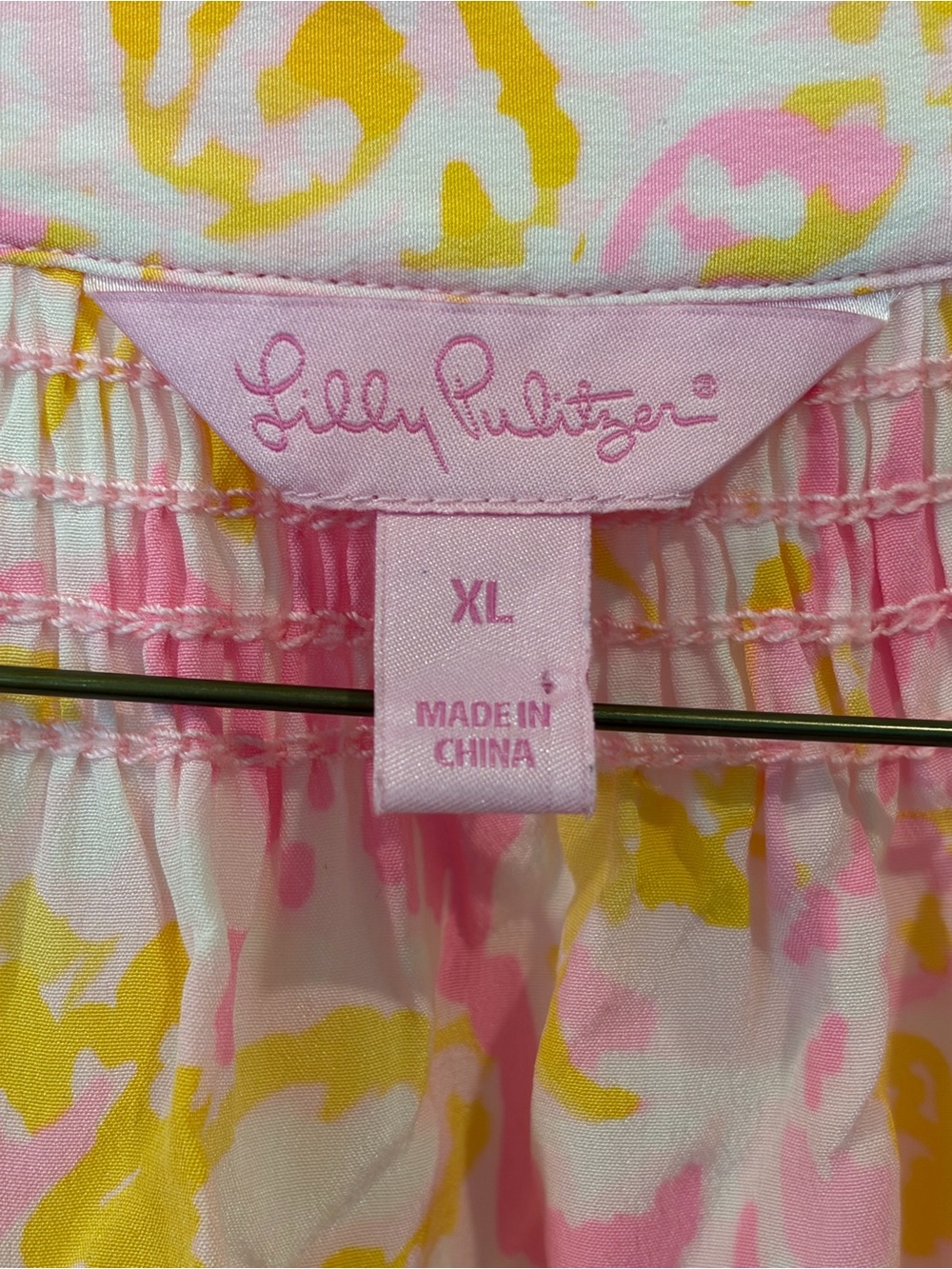 Lilly Pulitzer Elsa Ooh La La Silk Long Sleeve Pink Yellow Blouse - Picture 2 of 3